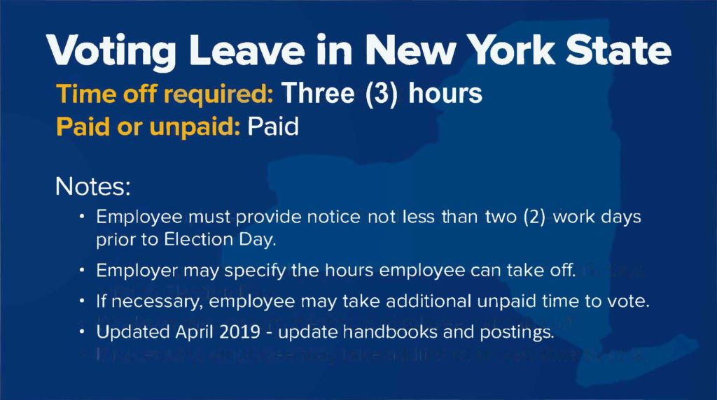 NYS Paid Voting Leave is Now 3 Hours Update Employee Handbooks